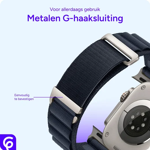 SBG Alpine Nylon - Apple Watch Bandje - 49/46/45/44/42MM - Donkerblauw afbeelding 2