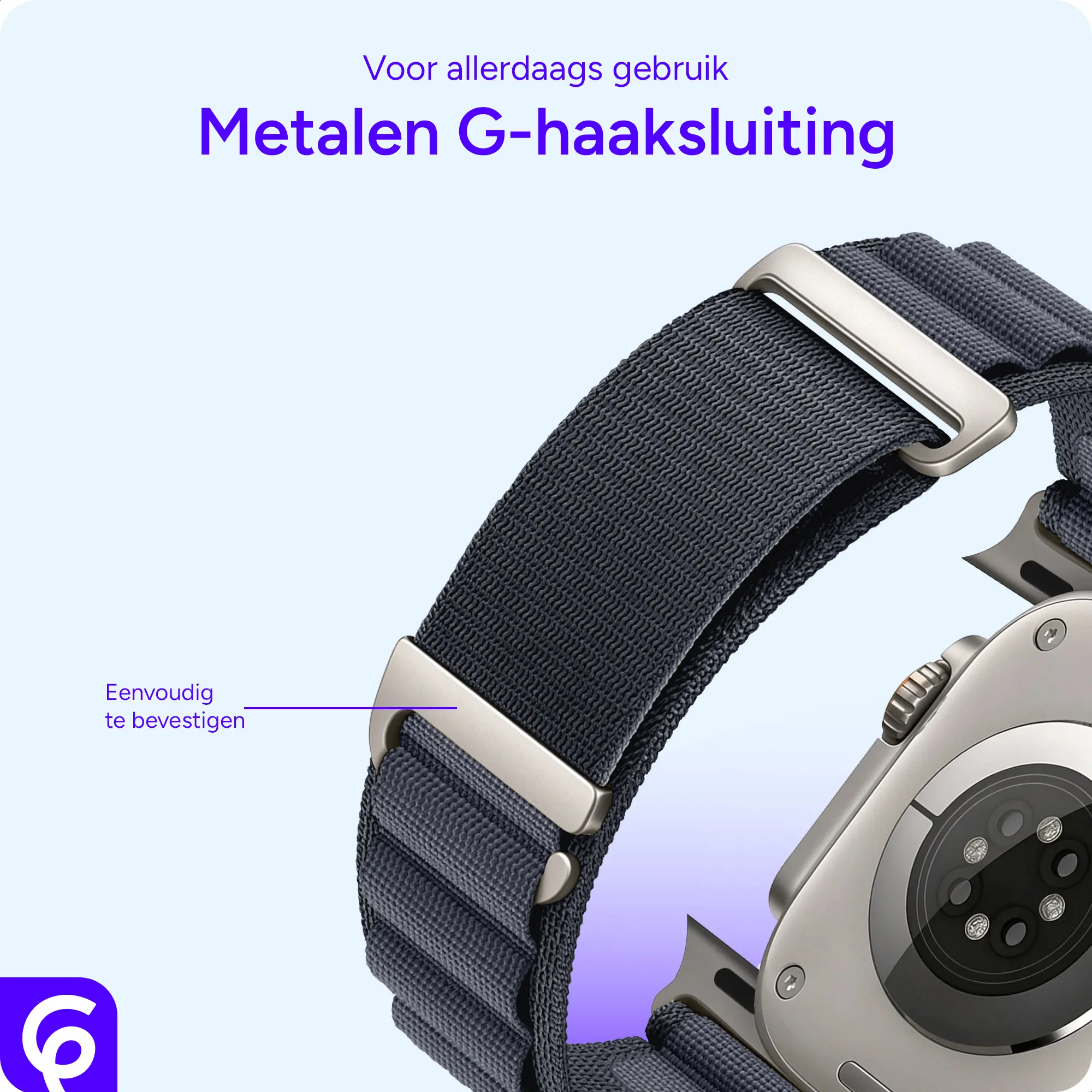 SBG Alpine Nylon - Apple Watch Bandje - 49/46/45/44/42MM - Grijs afbeelding 2