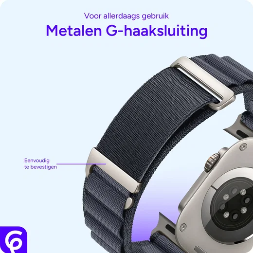 SBG Alpine Nylon - Apple Watch Bandje - 49/46/45/44/42MM - Grijs afbeelding 2