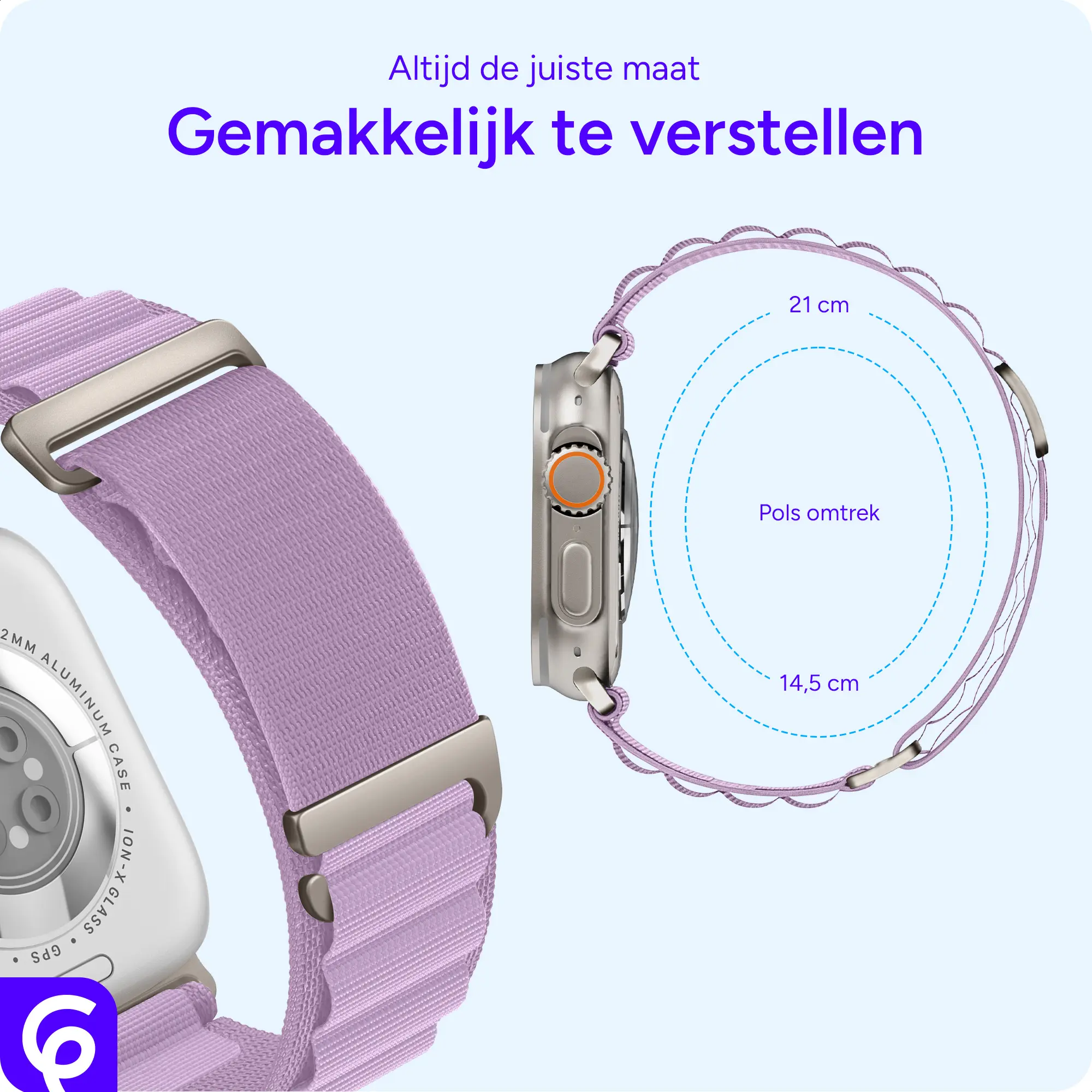 SBG Alpine Nylon - Apple Watch Bandje - 49/46/45/44/42MM - Lavender Purple afbeelding 3