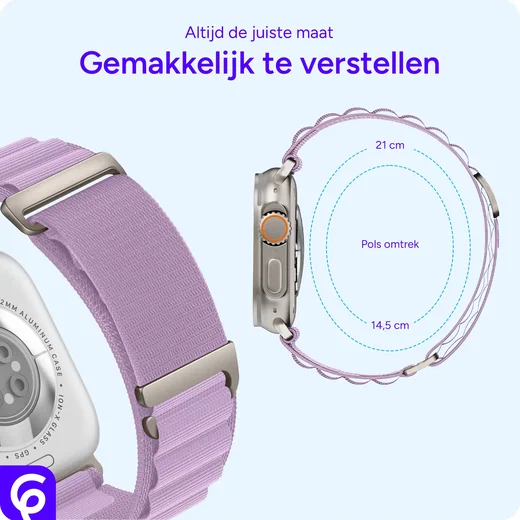 SBG Alpine Nylon - Apple Watch Bandje - 49/46/45/44/42MM - Lavender Purple afbeelding 3