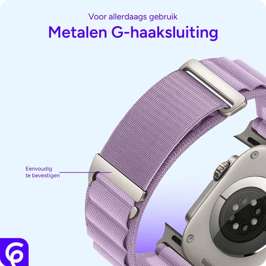 SBG Alpine Nylon - Apple Watch Bandje - 49/46/45/44/42MM - Lavender Purple afbeelding 2