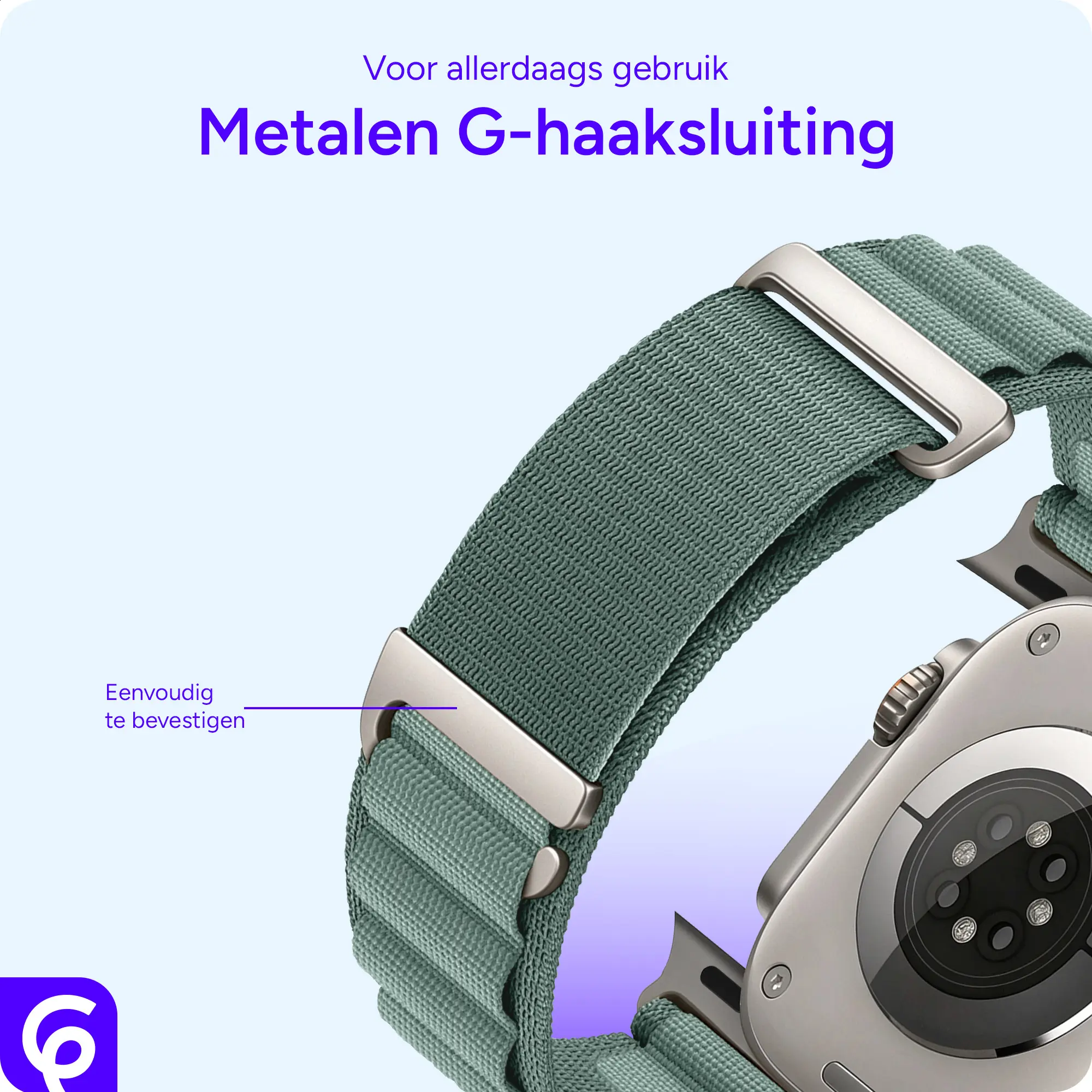 SBG Alpine Nylon - Apple Watch Bandje - 49/46/45/44/42MM - Lichtgroen afbeelding 2