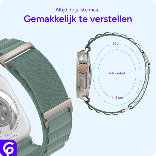 SBG Alpine Nylon - Apple Watch Bandje - 49/46/45/44/42MM - Lichtgroen afbeelding 3