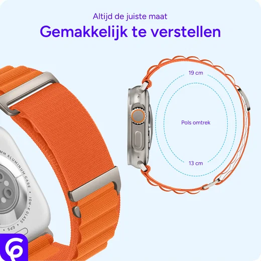 SBG Alpine Nylon - Apple Watch Bandje - 38/40/41/42MM - Oranje afbeelding 3