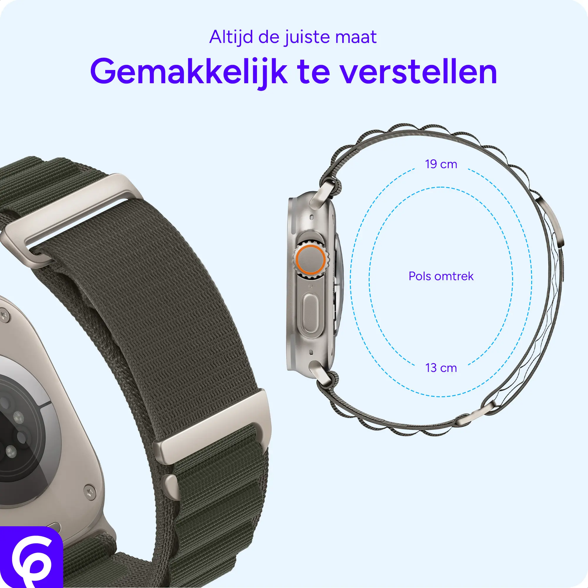 SBG Alpine Nylon - Apple Watch Bandje - 38/40/41/42MM - Groen afbeelding 3