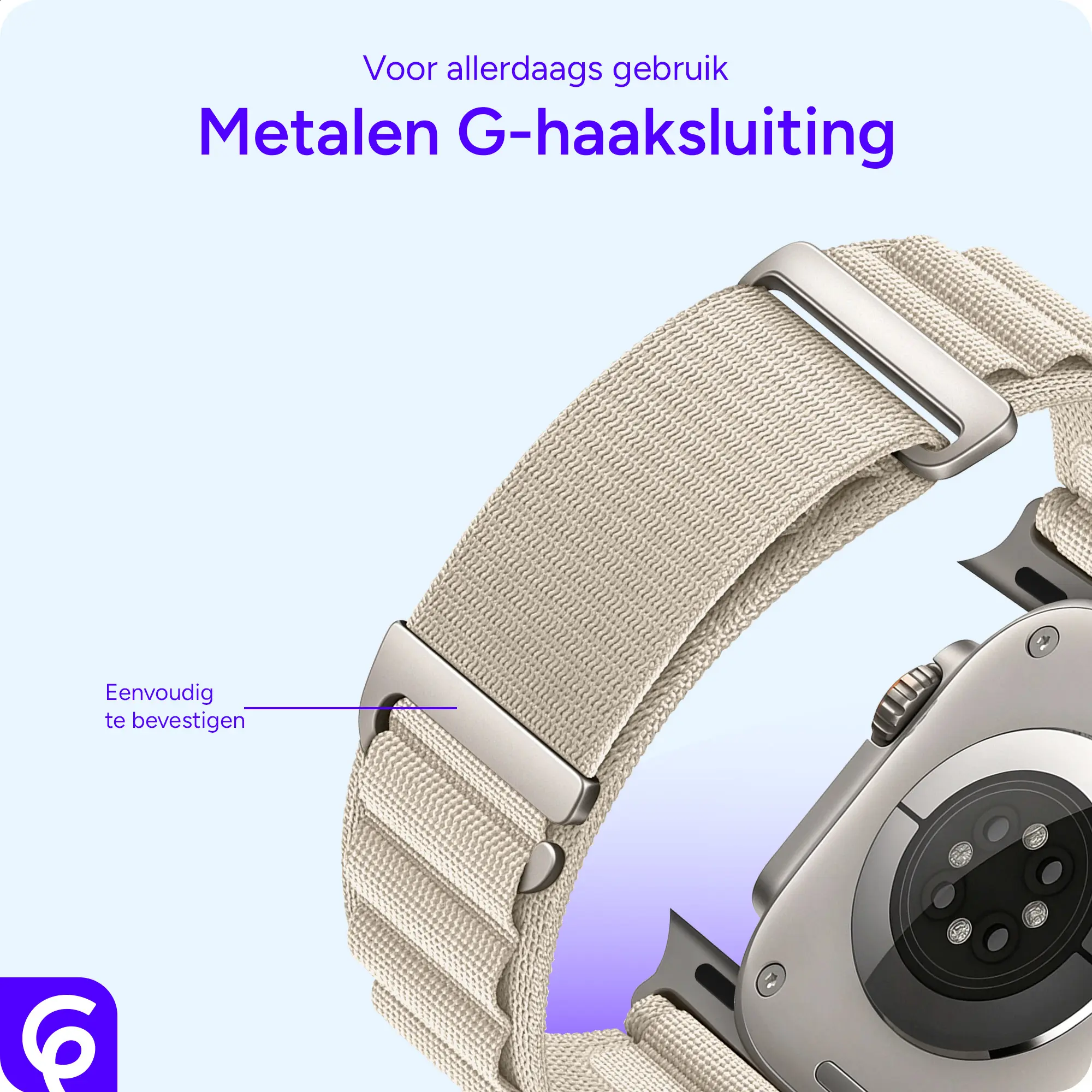 SBG Alpine Nylon - Apple Watch Bandje - 38/40/41/42MM - Sterrenlicht afbeelding 2