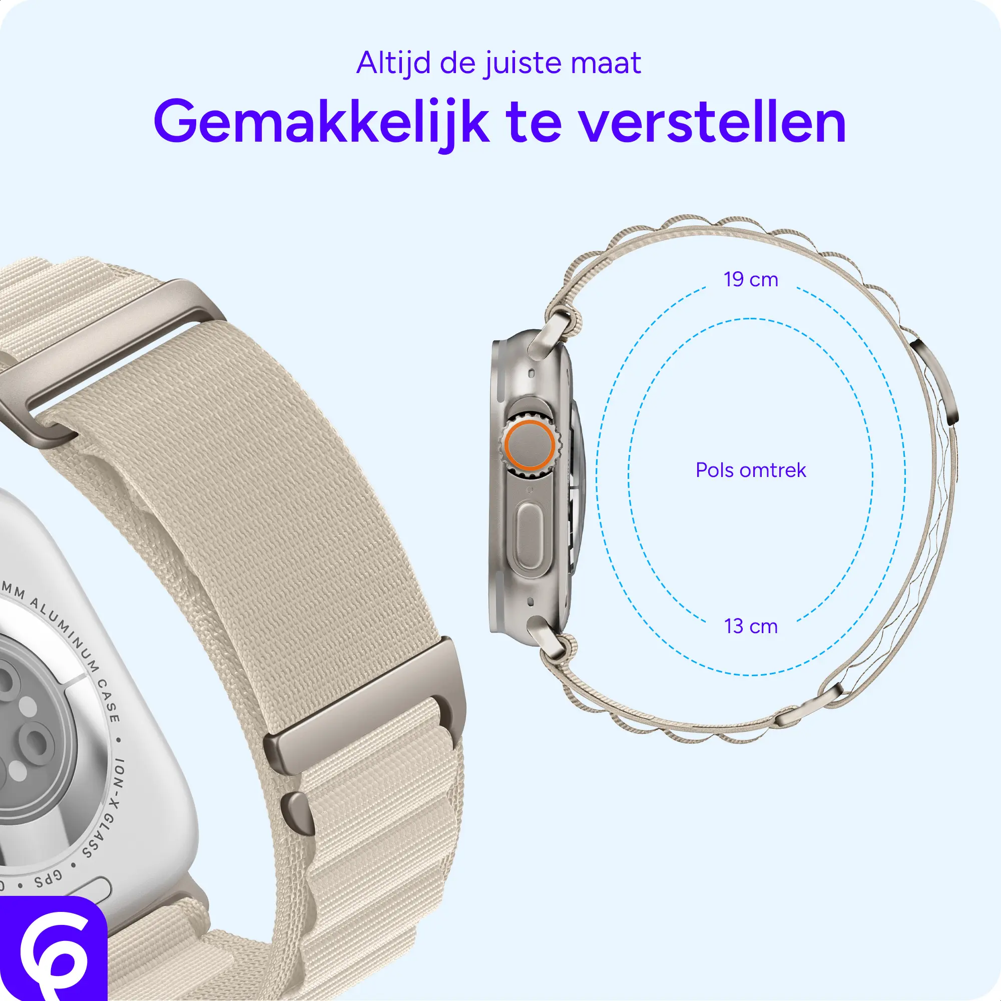 SBG Alpine Nylon - Apple Watch Bandje - 38/40/41/42MM - Sterrenlicht afbeelding 3
