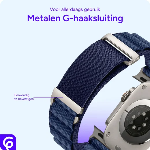 SBG Alpine Nylon - Apple Watch Bandje - 38/40/41/42MM - Navy afbeelding 2
