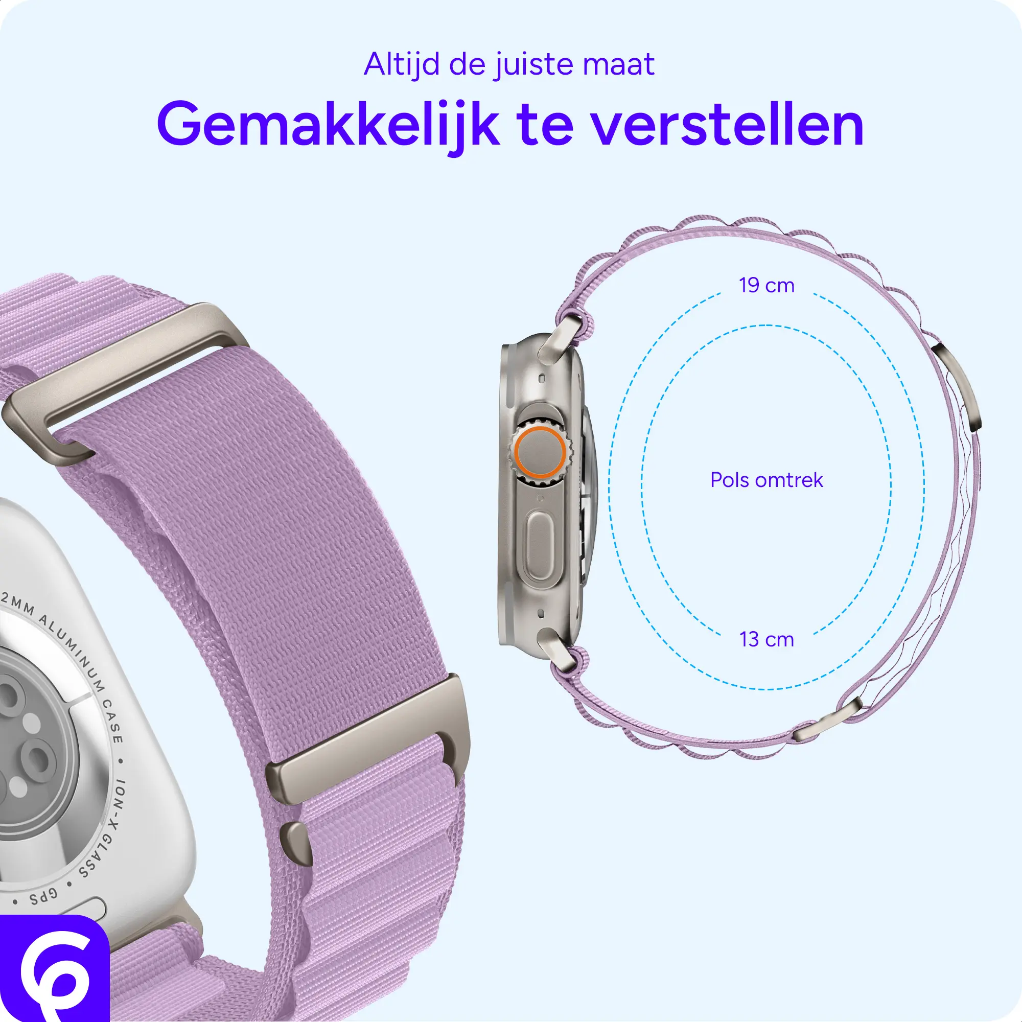 SBG Alpine Nylon - Apple Watch Bandje - 38/40/41/42MM - Lavender Purple afbeelding 3