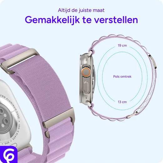 SBG Alpine Nylon - Apple Watch Bandje - 38/40/41/42MM - Lavender Purple afbeelding 3