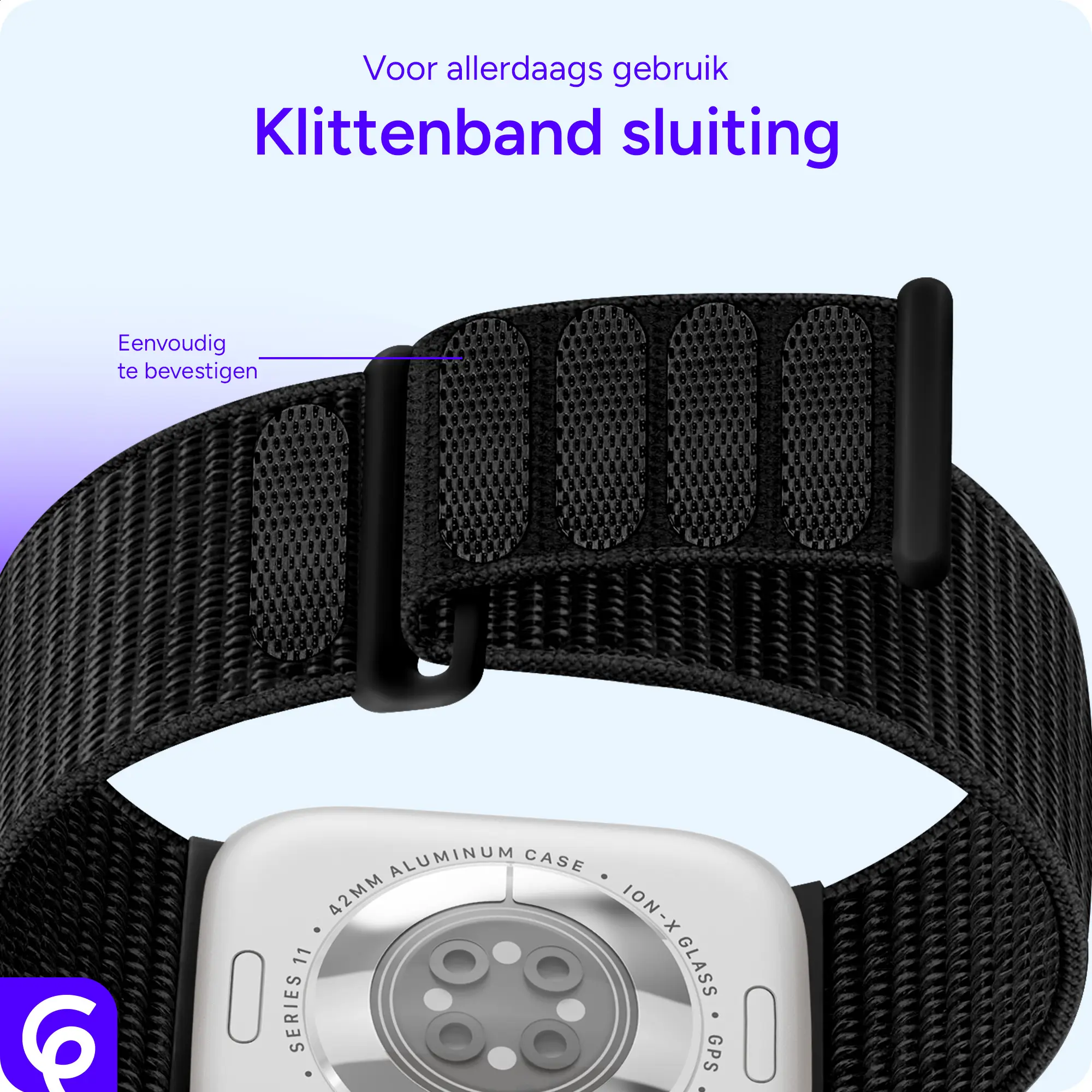 SBG Nylon Loop - Apple Watch Bandje - 49/46/45/44/42MM - Zwart afbeelding 2