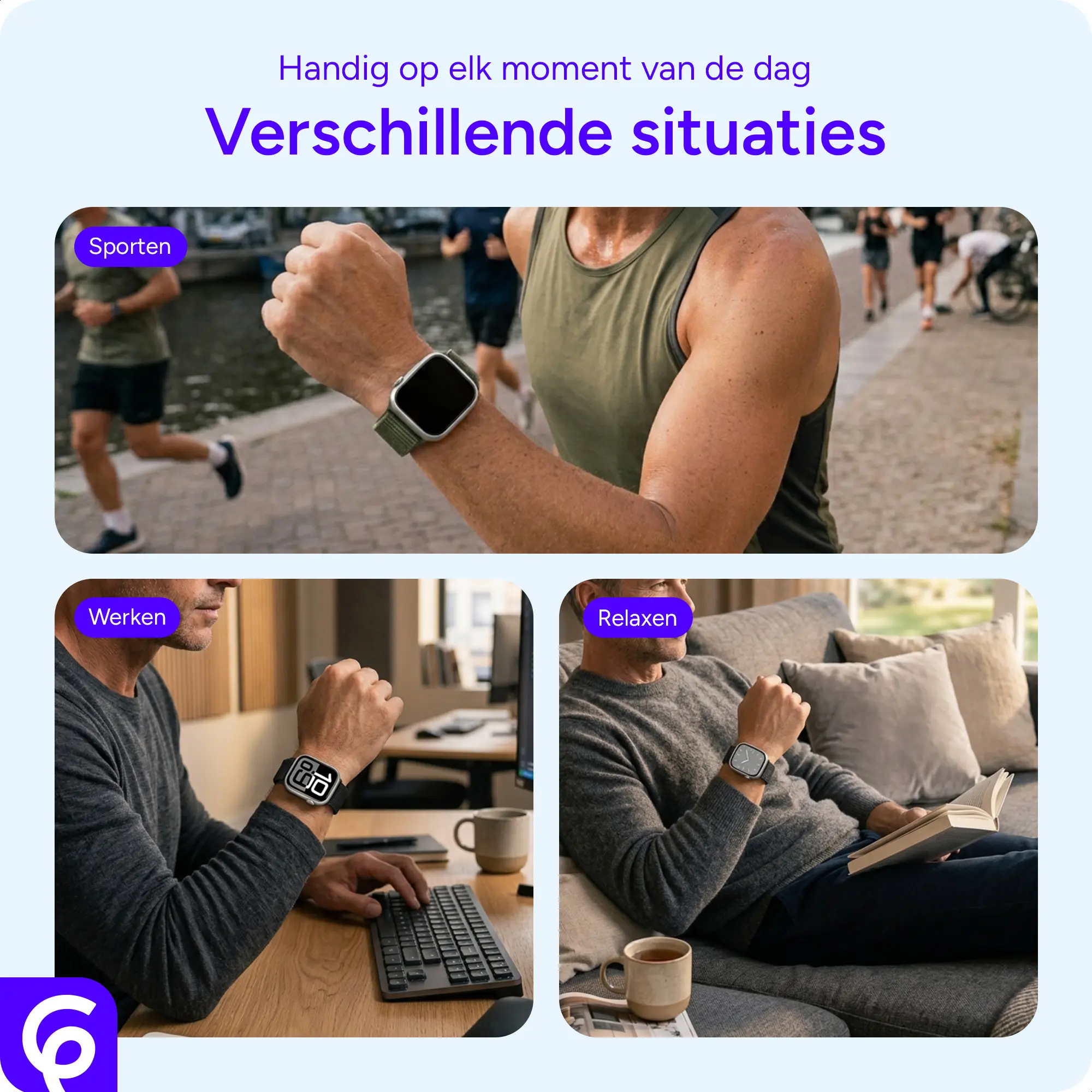 SBG Nylon Loop - Apple Watch Bandje - 49/46/45/44/42MM - Leger Groen afbeelding 7