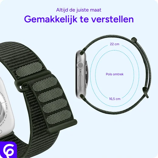 SBG Nylon Loop - Apple Watch Bandje - 49/46/45/44/42MM - Leger Groen afbeelding 3