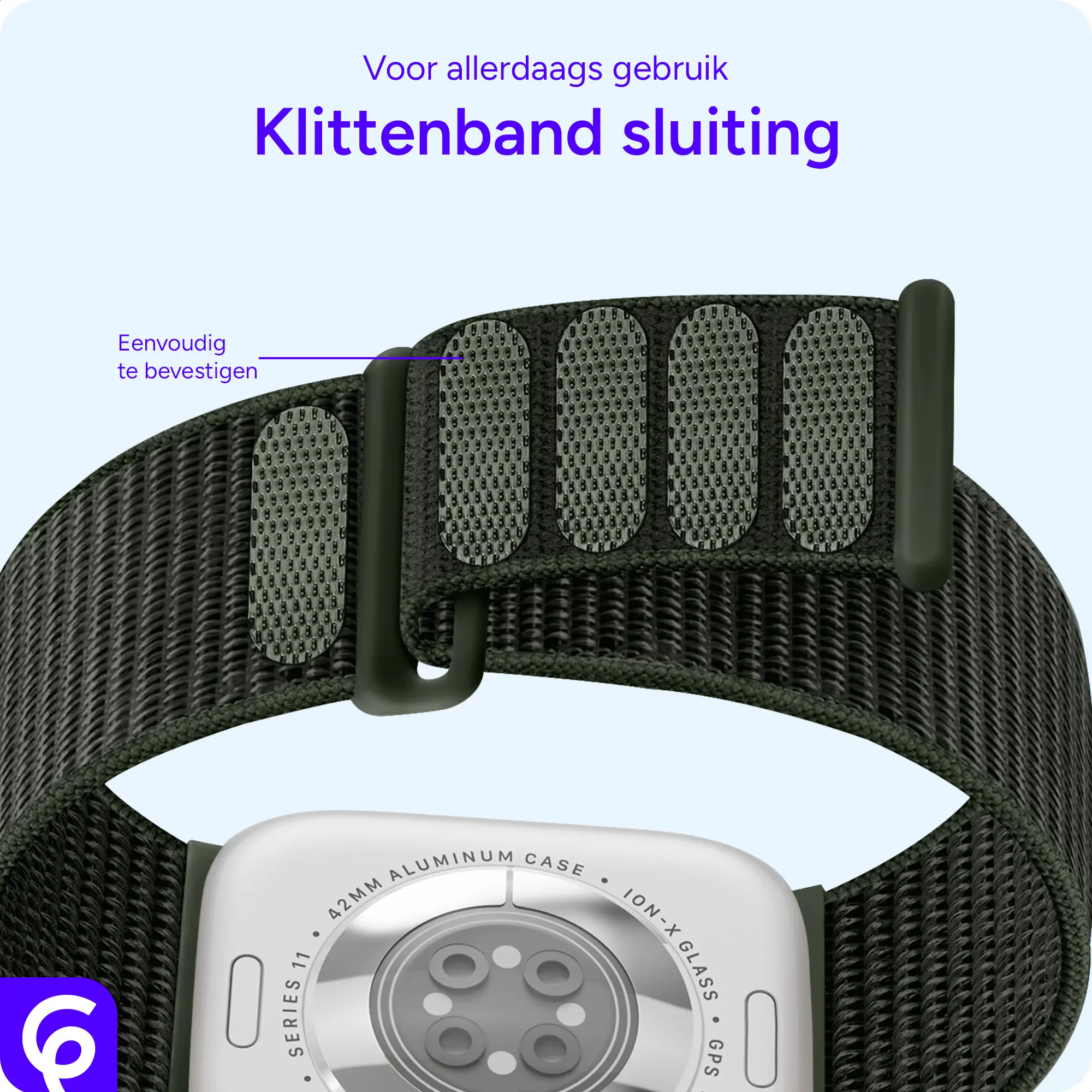 SBG Nylon Loop - Apple Watch Bandje - 49/46/45/44/42MM - Leger Groen afbeelding 2