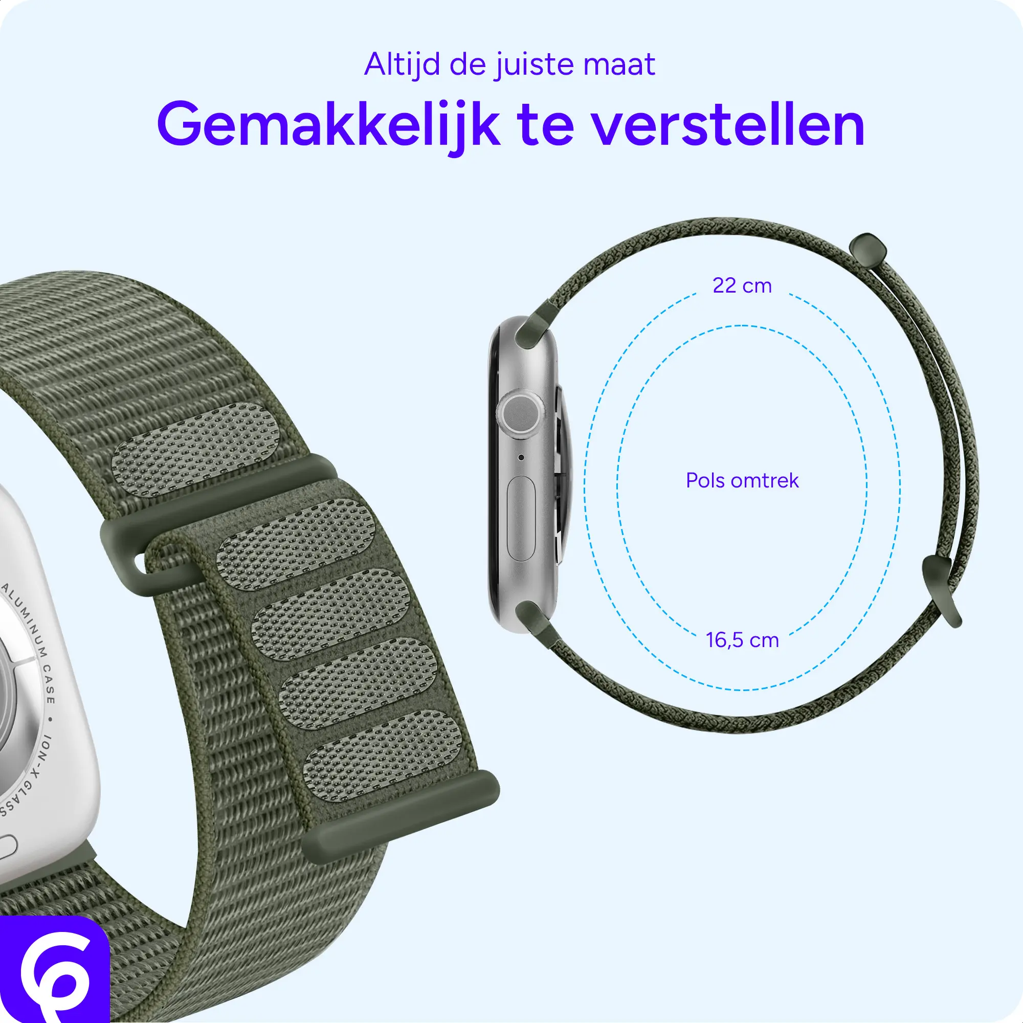 SBG Nylon Loop - Apple Watch Bandje - 49/46/45/44/42MM - Groen afbeelding 3