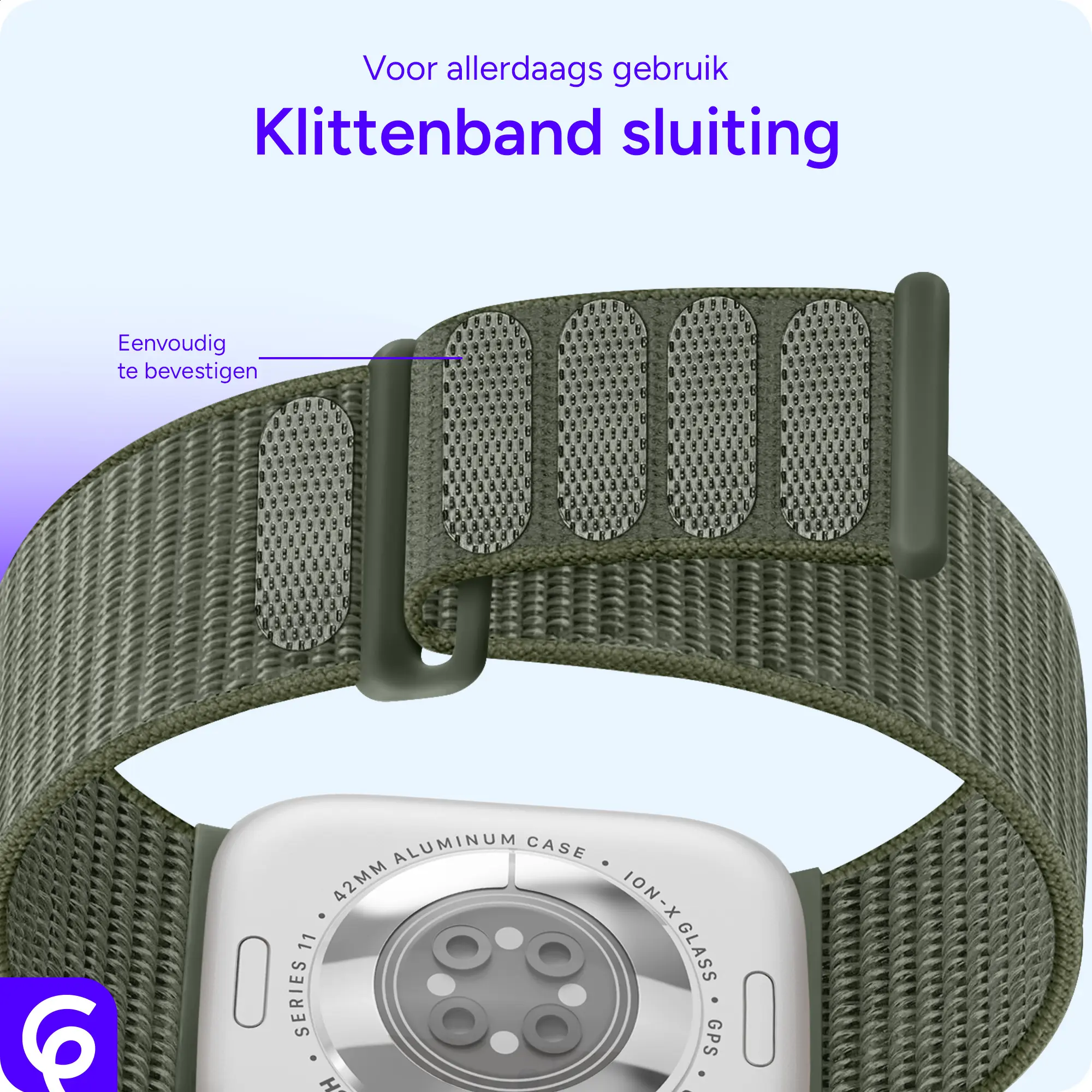 SBG Nylon Loop - Apple Watch Bandje - 49/46/45/44/42MM - Groen afbeelding 2