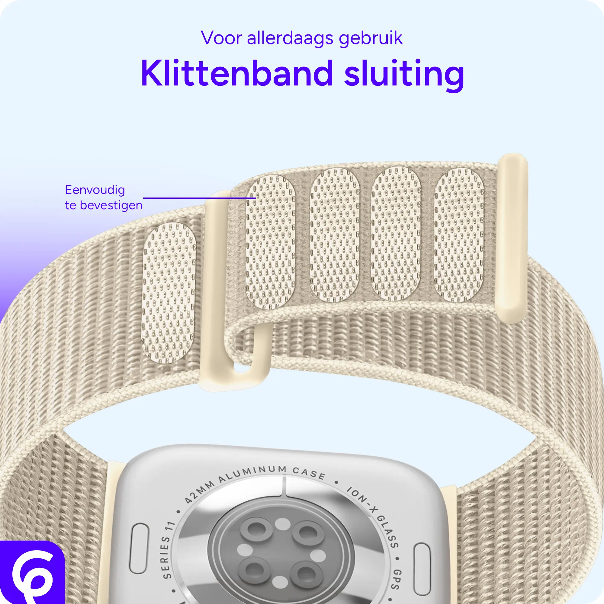 SBG Nylon Loop - Apple Watch Bandje - 49/46/45/44/42MM - Sterrenlicht afbeelding 2