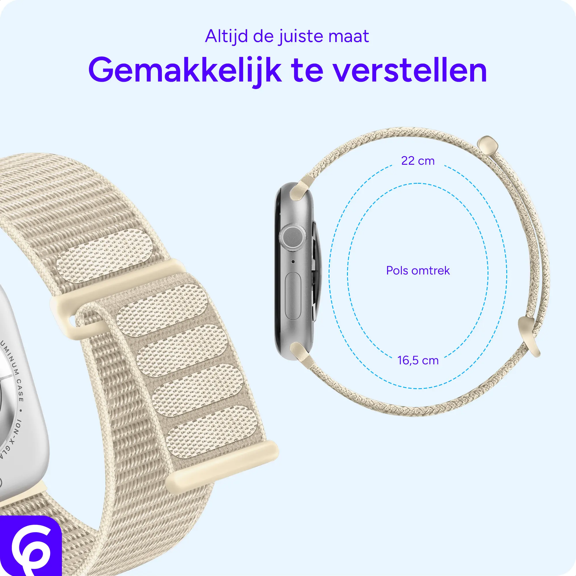 SBG Nylon Loop - Apple Watch Bandje - 49/46/45/44/42MM - Sterrenlicht afbeelding 3