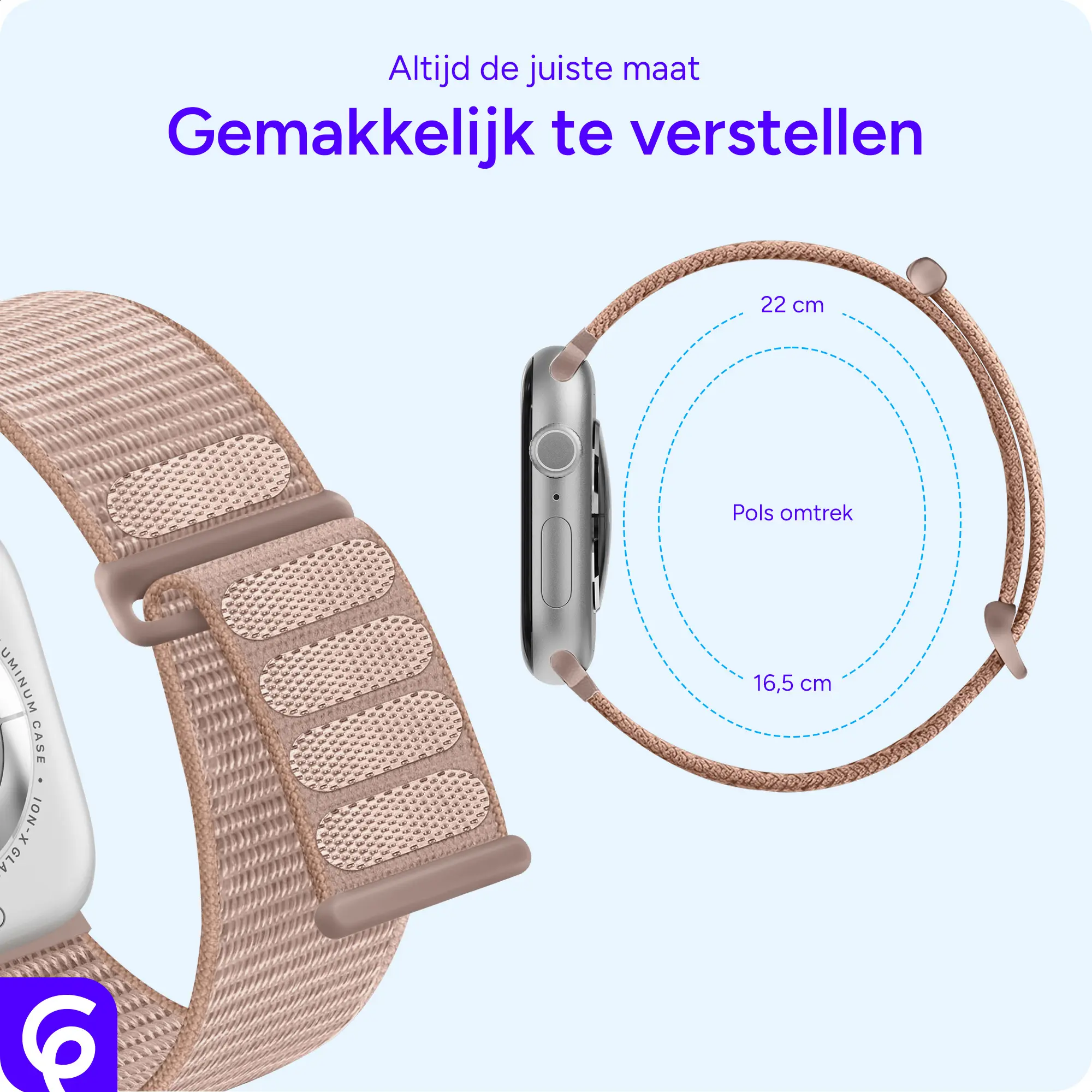 SBG Nylon Loop - Apple Watch Bandje - 49/46/45/44/42MM - Roze afbeelding 3