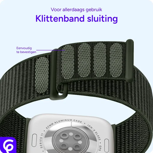 SBG Nylon Loop - Apple Watch Bandje - 38/40/41/42MM - Leger Groen afbeelding 2