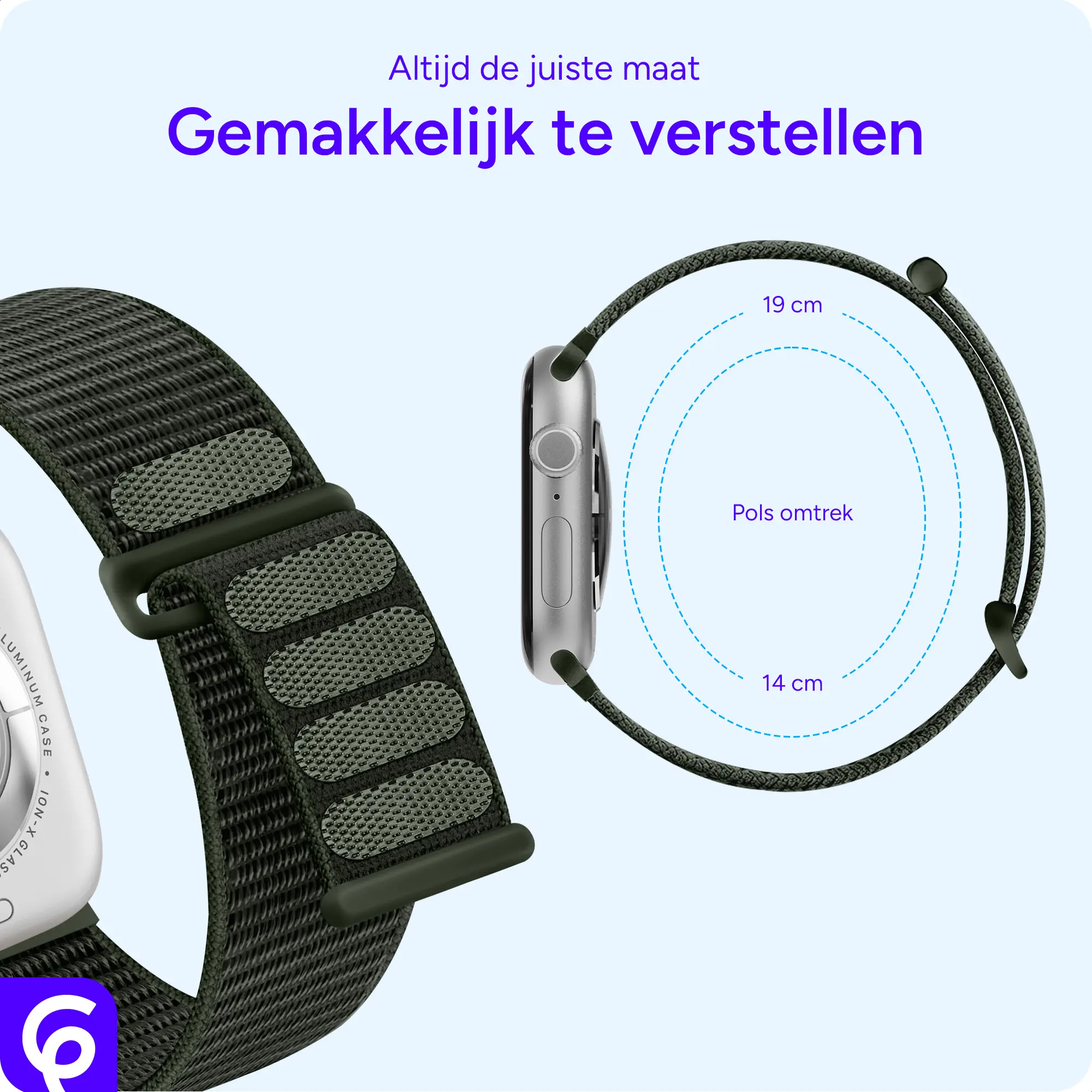 SBG Nylon Loop - Apple Watch Bandje - 38/40/41/42MM - Leger Groen afbeelding 3