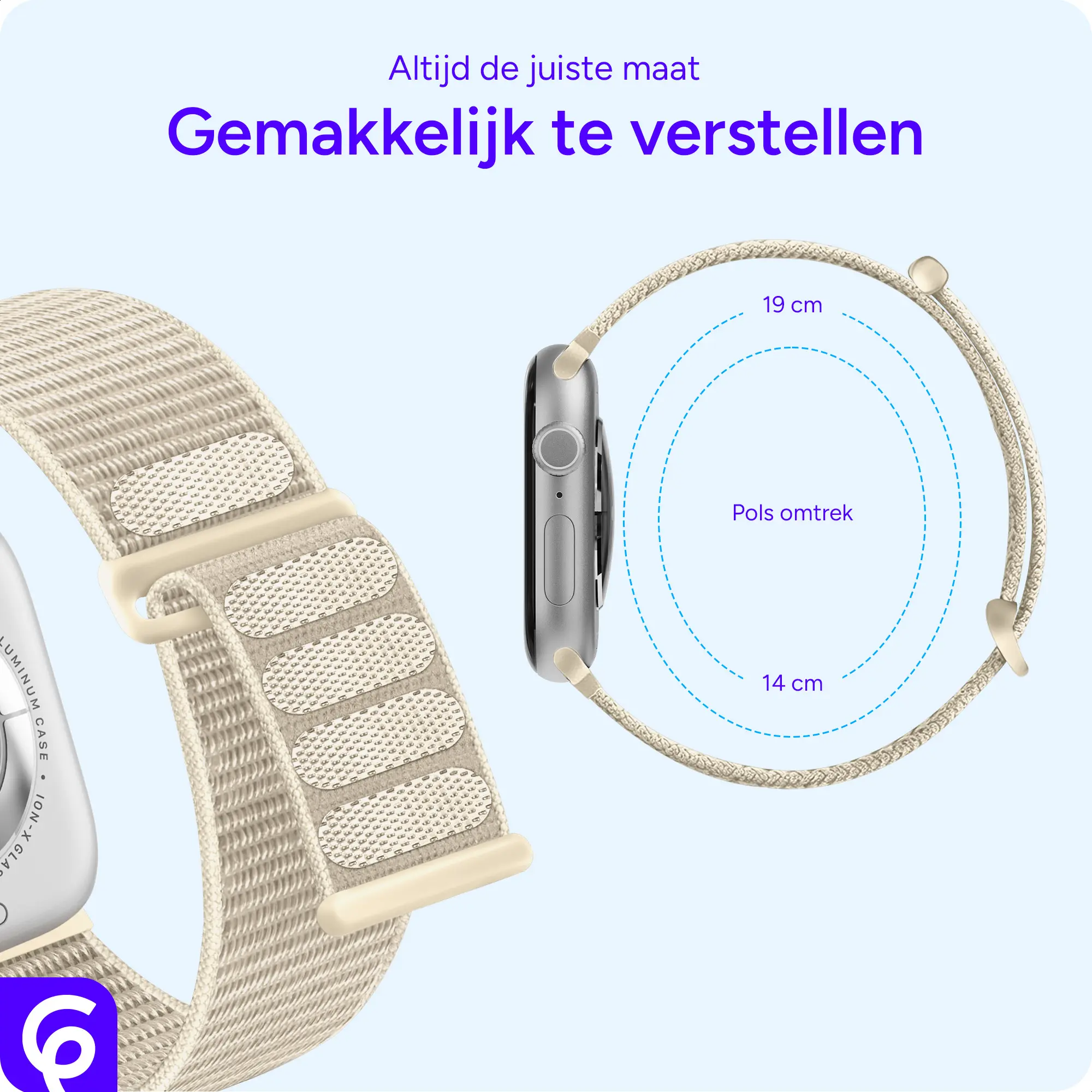 SBG Nylon Loop - Apple Watch Bandje - 38/40/41/42MM - Sterrenlicht afbeelding 3