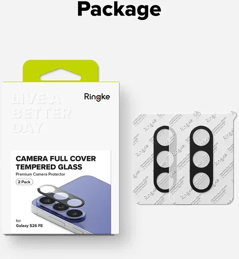 Ringke Camera Tempered Glass Samsung Galaxy S26 FE Camera Protector 2-Pack afbeelding 12