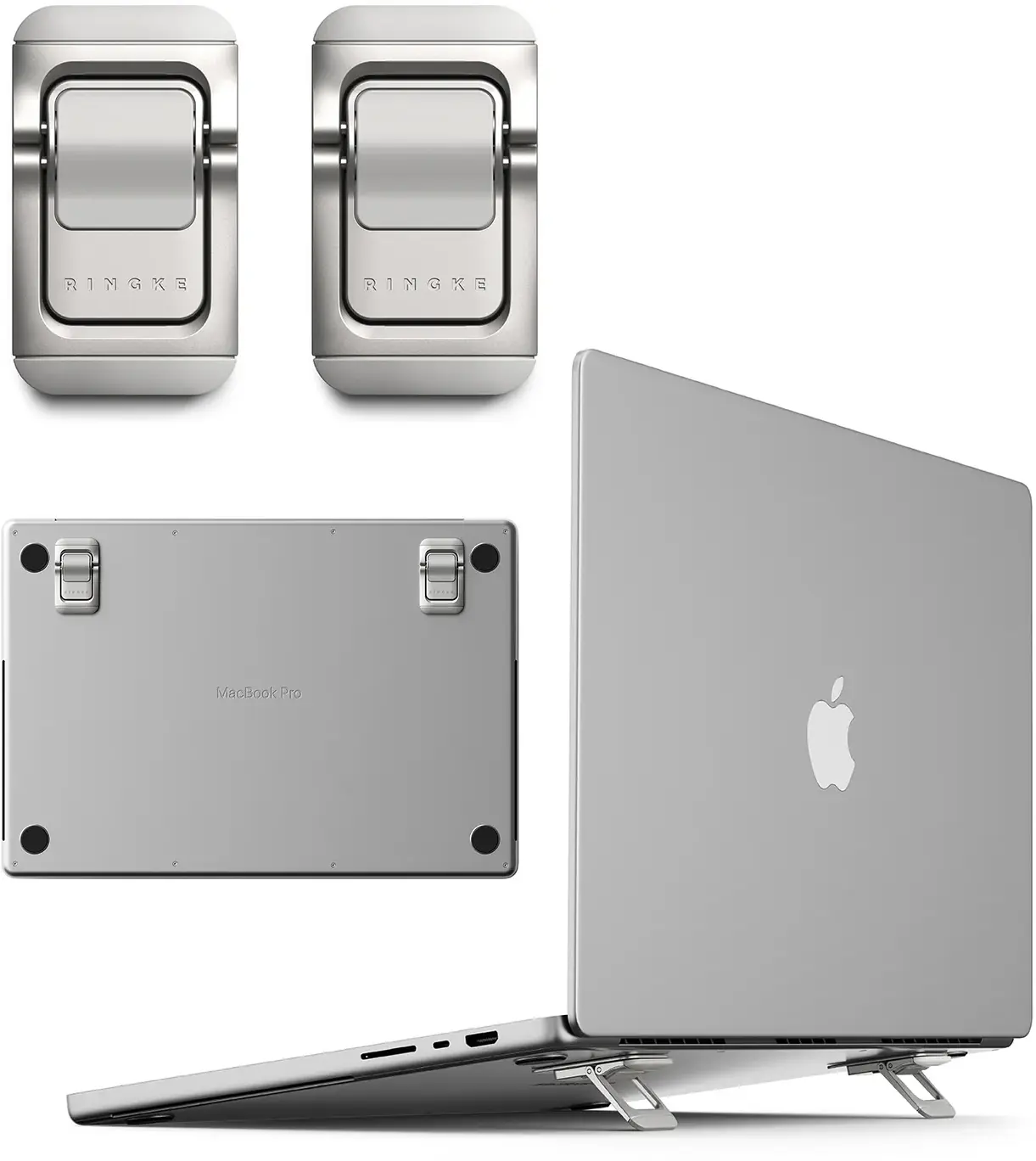 Ringke Step-Fit Mini Opvouwbare Laptop en Tablet Standaard Zilver afbeelding 1