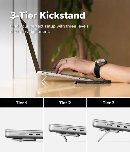 Ringke Step-Fit Mini Opvouwbare Laptop en Tablet Standaard Zilver afbeelding 3