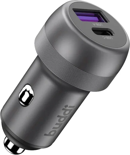 Buddi Power 89W USB-A / USB-C Autolader met USB-C naar Lightning Krulsnoer afbeelding 16