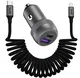 Buddi Power 89W USB-A / USB-C Autolader met USB-C naar Lightning Krulsnoer afbeelding 1