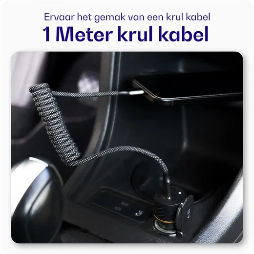 Buddi Power 89W USB-A / USB-C Autolader met USB-C naar Lightning Krulsnoer afbeelding 6