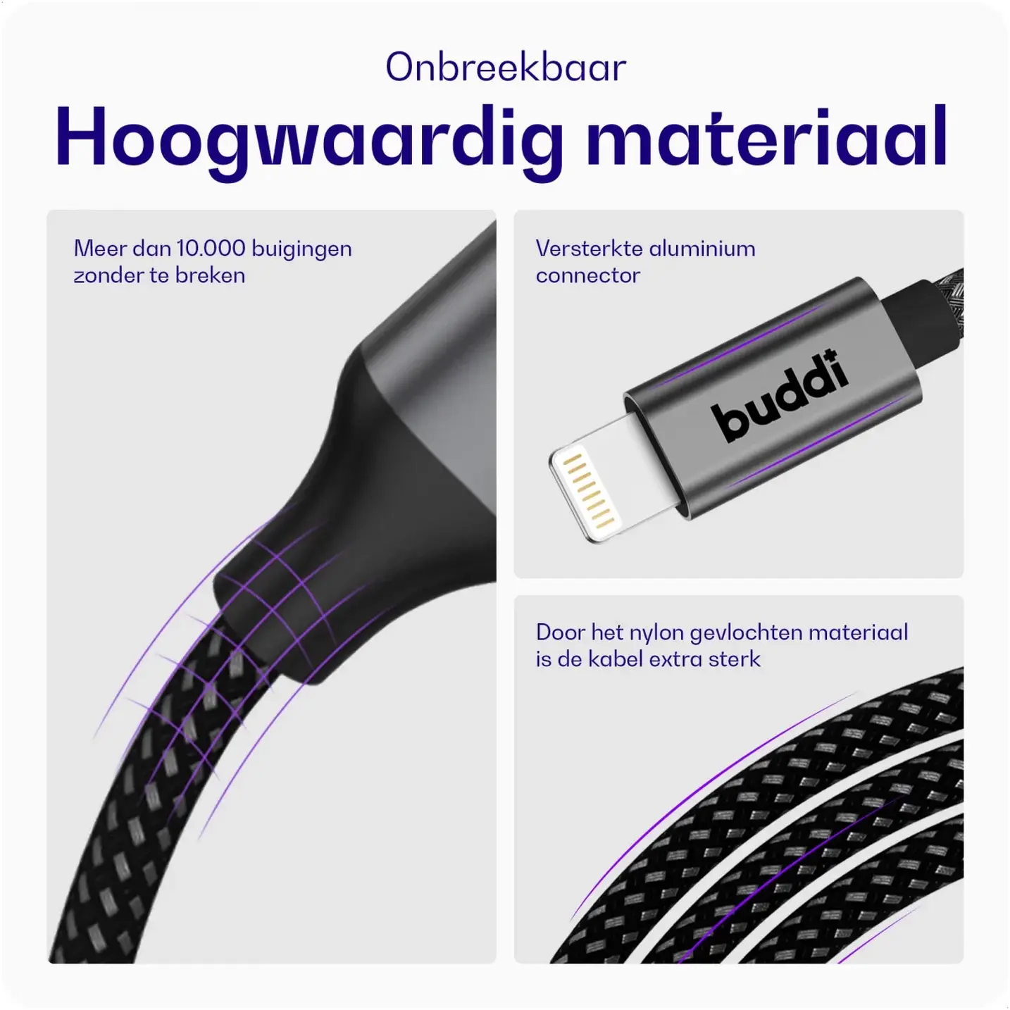 Buddi Power 89W USB-A / USB-C Autolader met USB-C naar Lightning Krulsnoer afbeelding 15