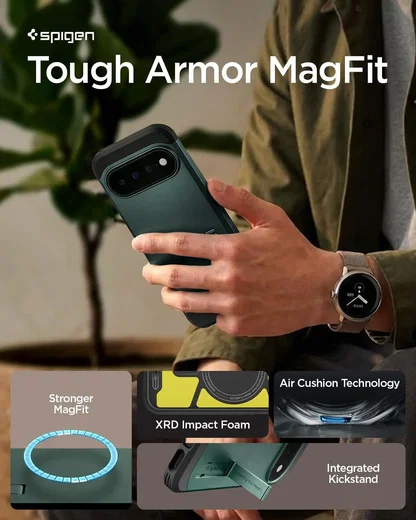 Spigen Tough Armor Google Pixel 11 Pro XL Hoesje MagSafe Back Cover Groen afbeelding 3