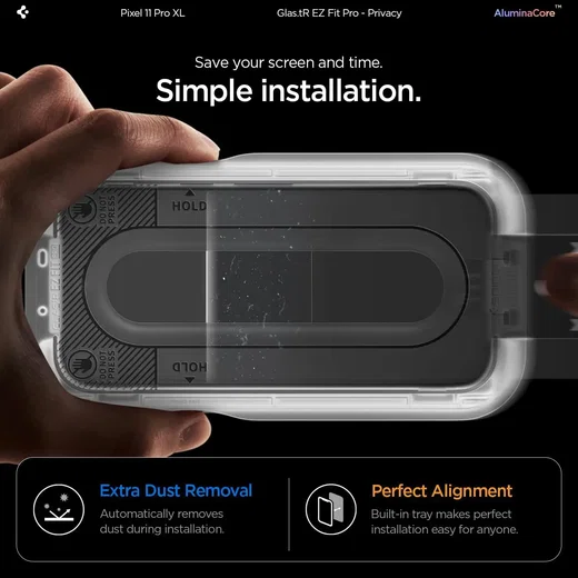 Spigen EZ Fit GLAS.tR Google Pixel 11 Pro XL Privacy Glass 2-Pack afbeelding 6