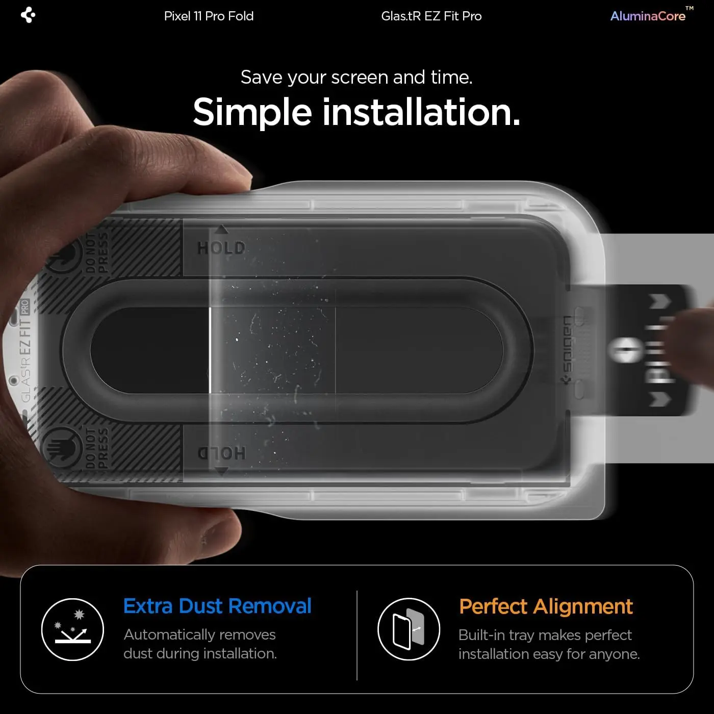 Spigen EZ Fit GLAS.tR Google Pixel 11 Pro Fold Screen Protector 2-Pack afbeelding 6