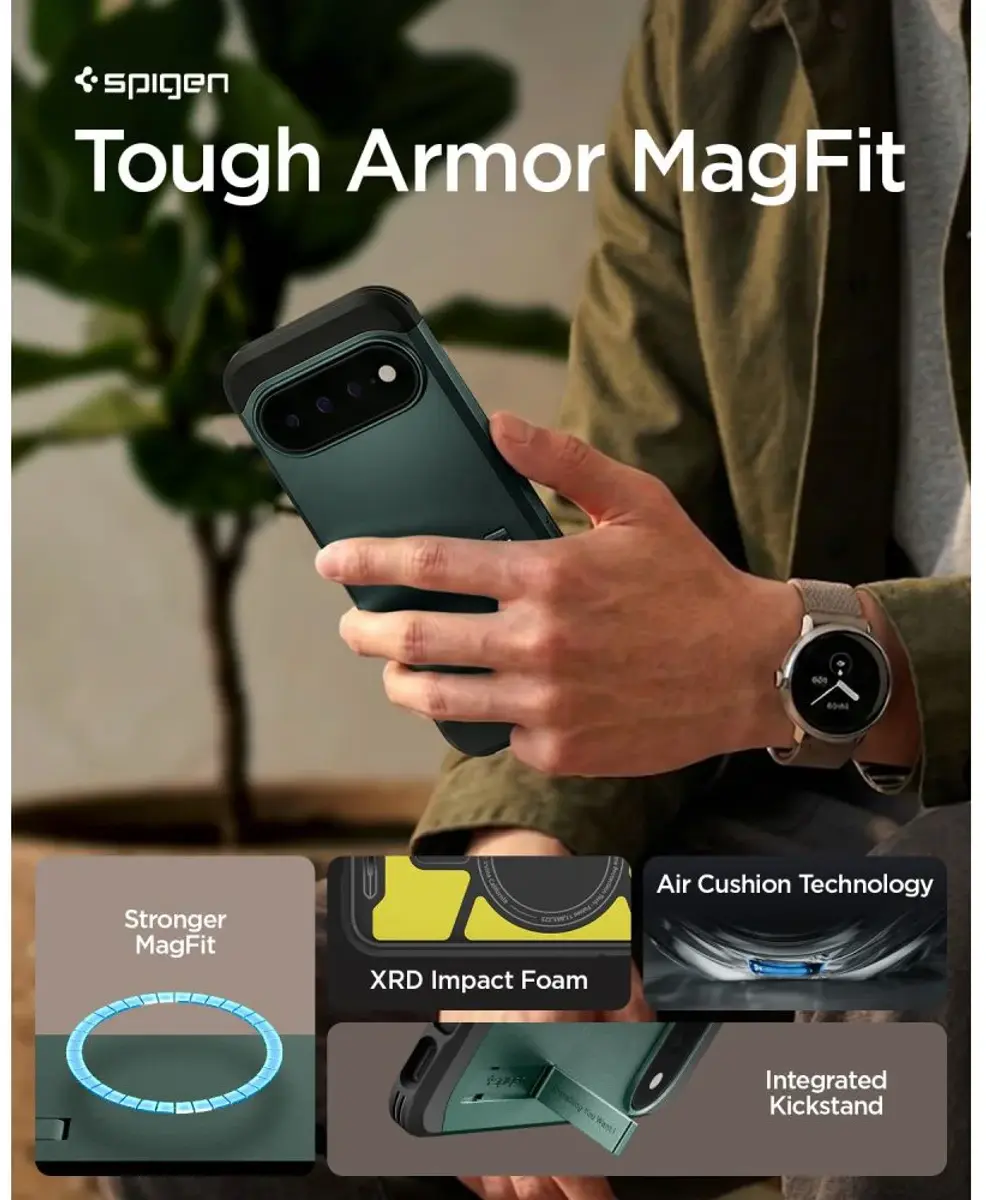 Spigen Tough Armor Google Pixel 11 Pro Hoesje MagSafe Back Cover Groen afbeelding 3