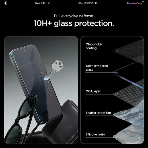 Spigen EZ Fit GLAS.tR Google Pixel 11 Pro XL Screen Protector 2-Pack afbeelding 4