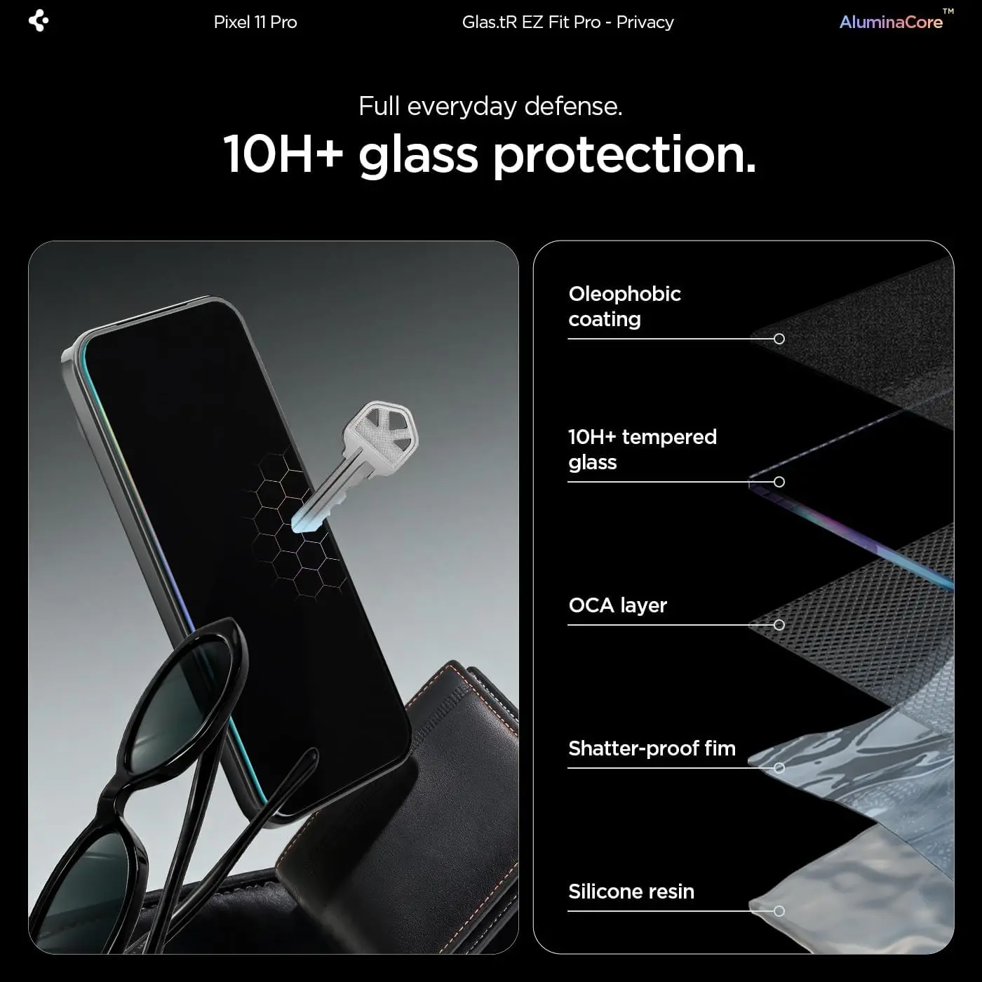 Spigen EZ Fit GLAS.tR Google Pixel 11 Pro Privacy Glass 2-Pack afbeelding 4