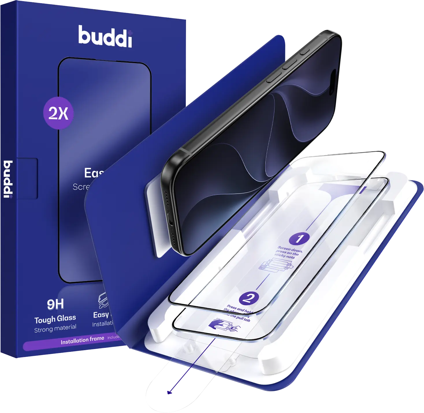 Buddi Easy Fit Apple iPhone 18 Pro Max Tempered Glass met Installatie (2-pack) afbeelding 11