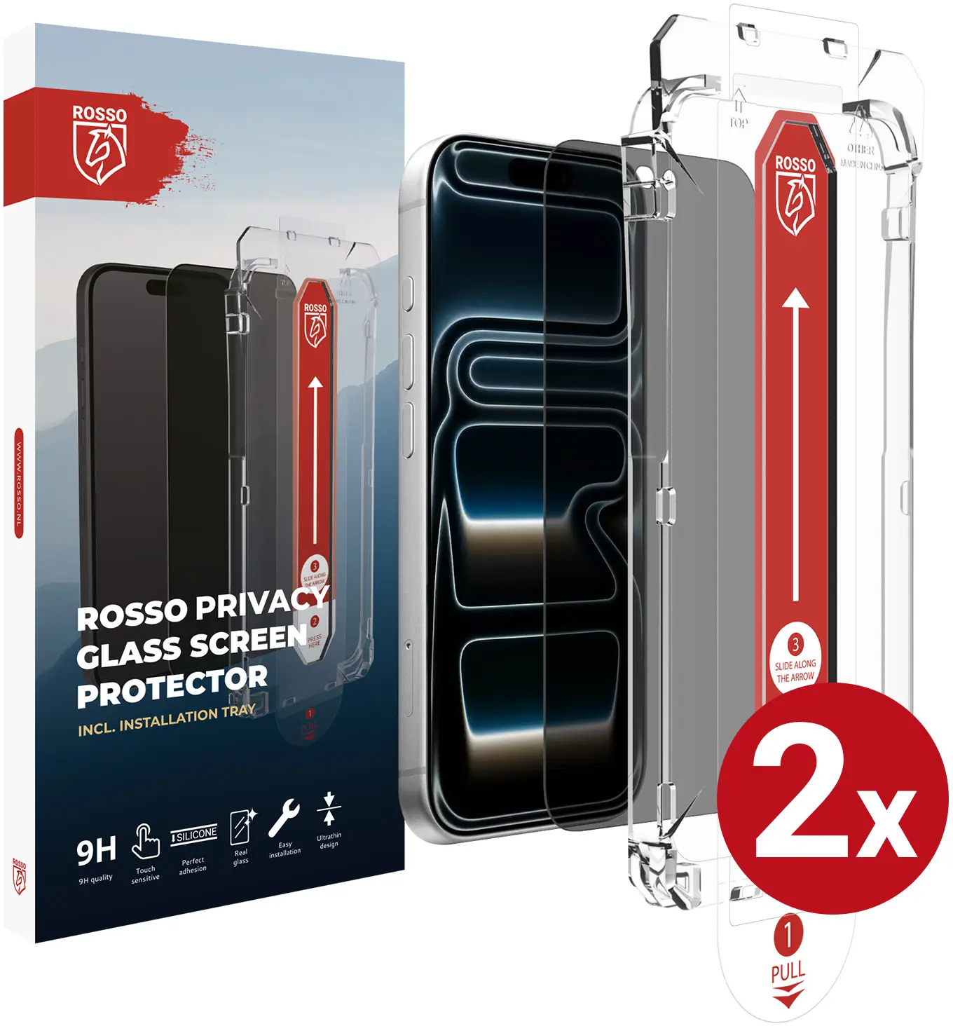 Rosso Apple iPhone 18 Pro Privacy Glass met Installatietray (2-Pack) afbeelding 1