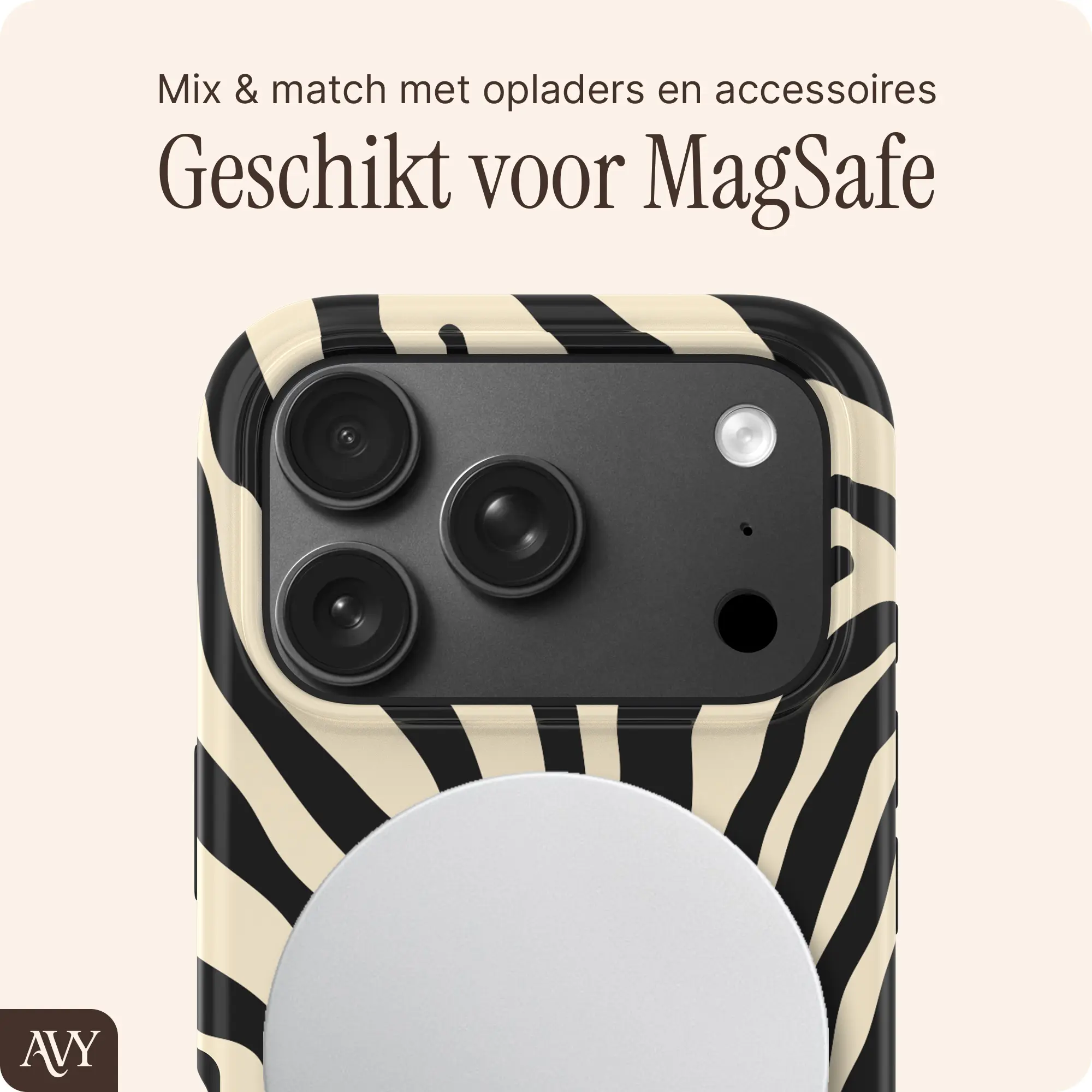 AVY Apple iPhone 18 Pro Hoesje MagSafe Back Cover Serengeti Zebra afbeelding 7