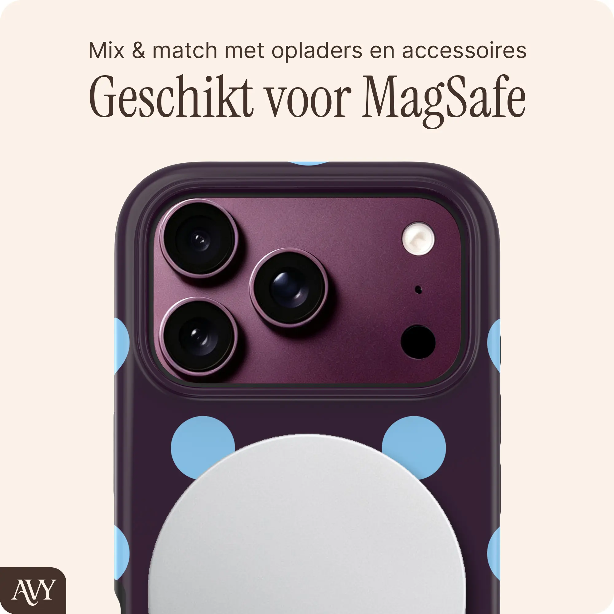 AVY Apple iPhone 18 Pro Hoesje MagSafe Back Cover Blueberry Wine afbeelding 4