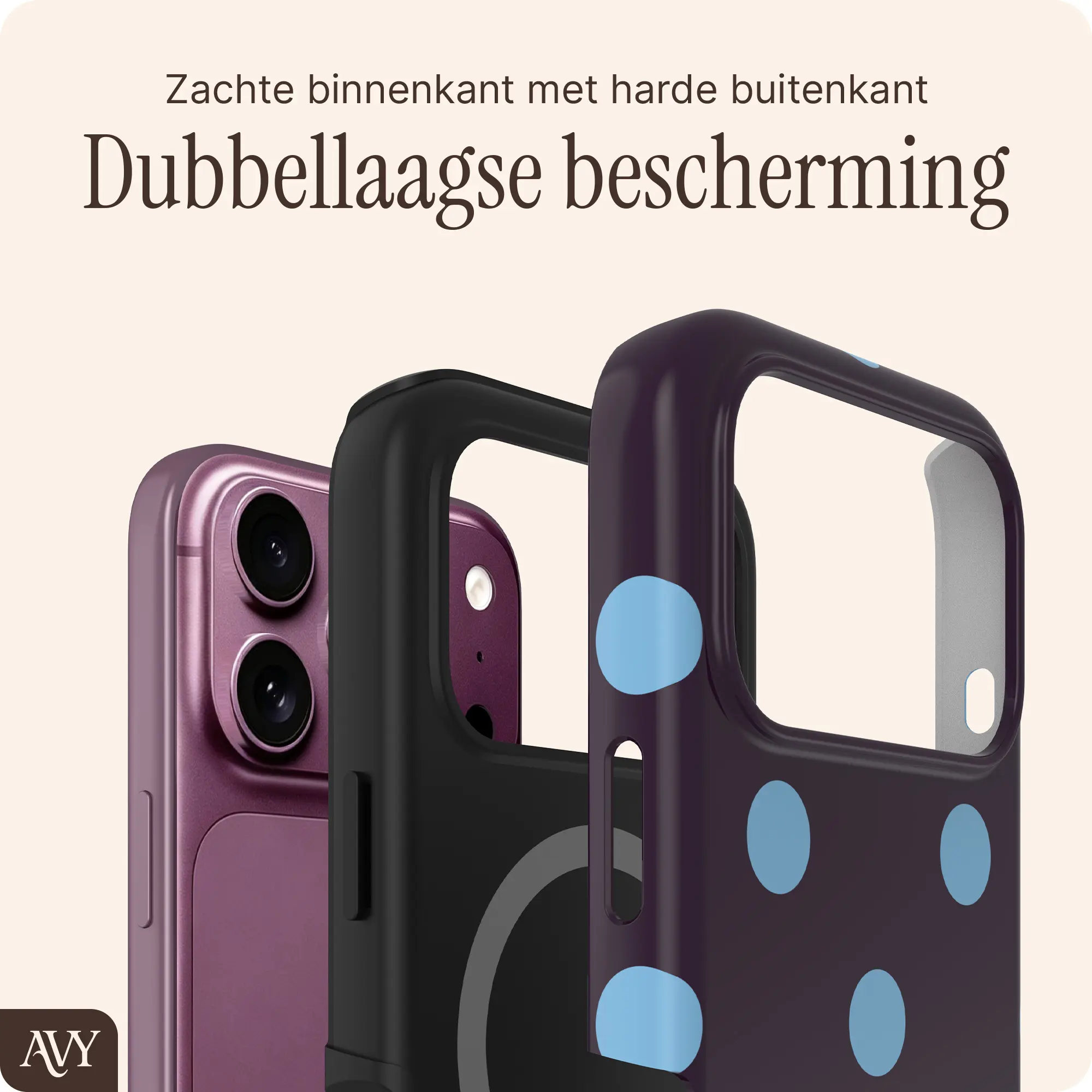 AVY Apple iPhone 18 Pro Hoesje MagSafe Back Cover Blueberry Wine afbeelding 2