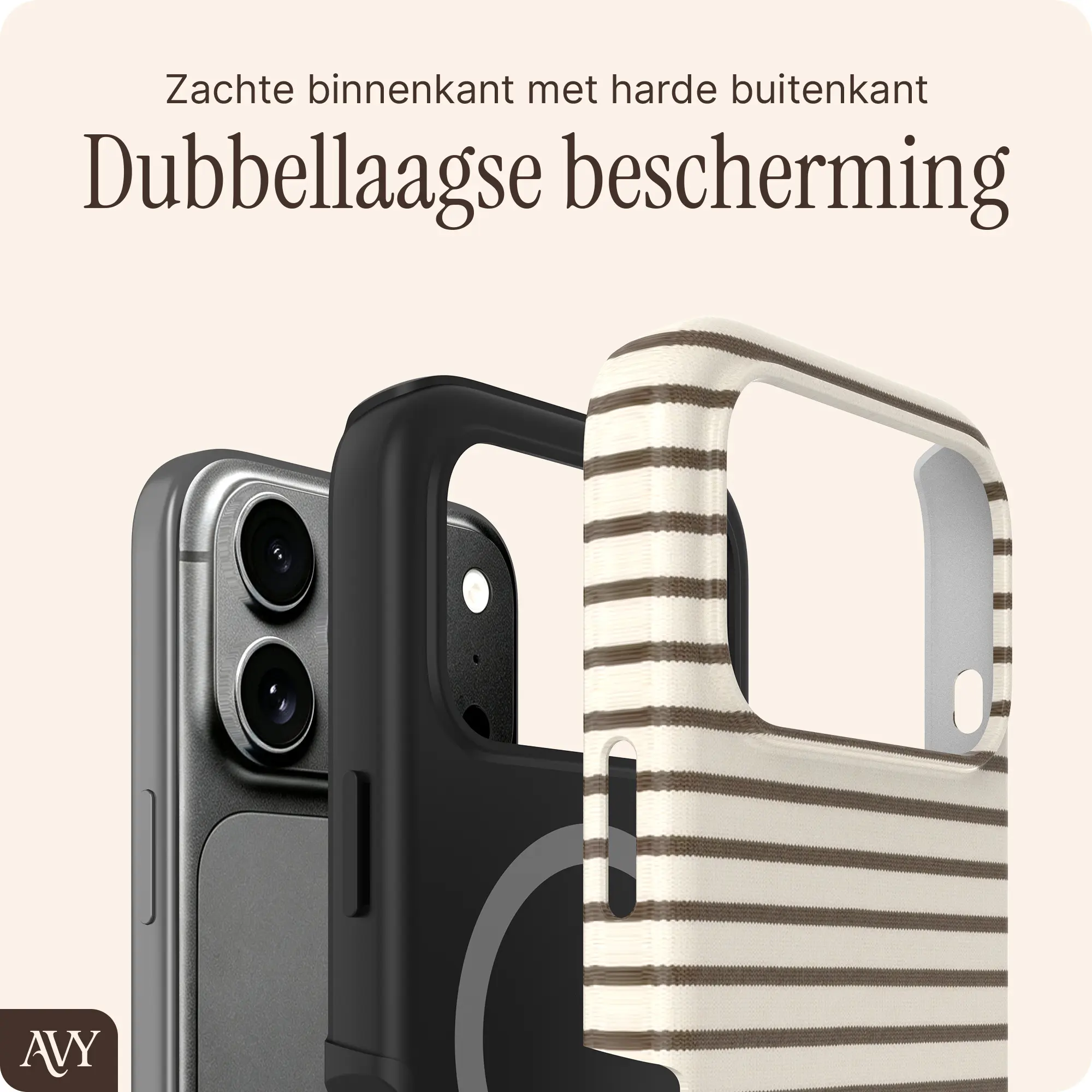 AVY Apple iPhone 18 Pro Hoesje MagSafe Back Cover Cafe Creme afbeelding 2