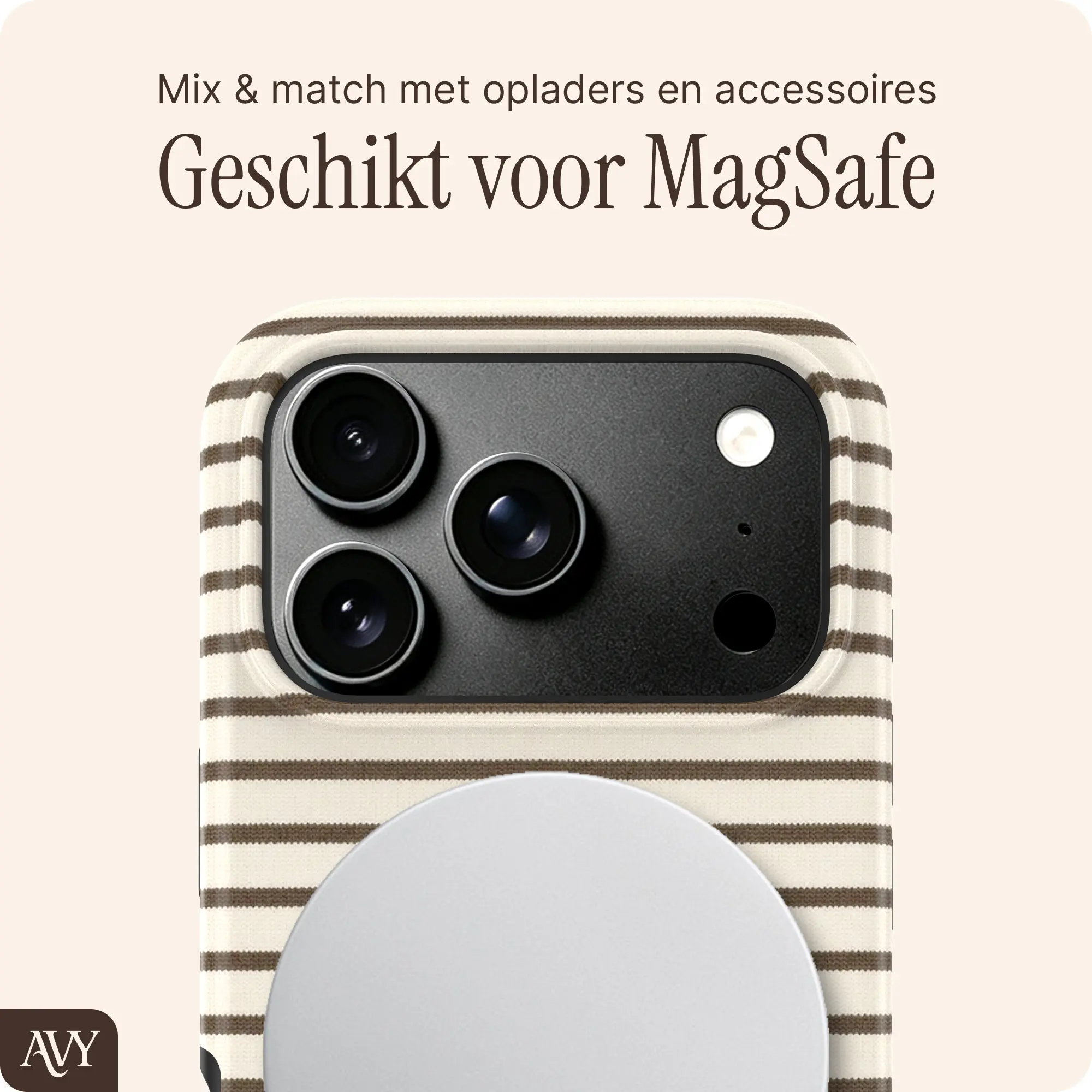 AVY Apple iPhone 18 Pro Hoesje MagSafe Back Cover Cafe Creme afbeelding 4