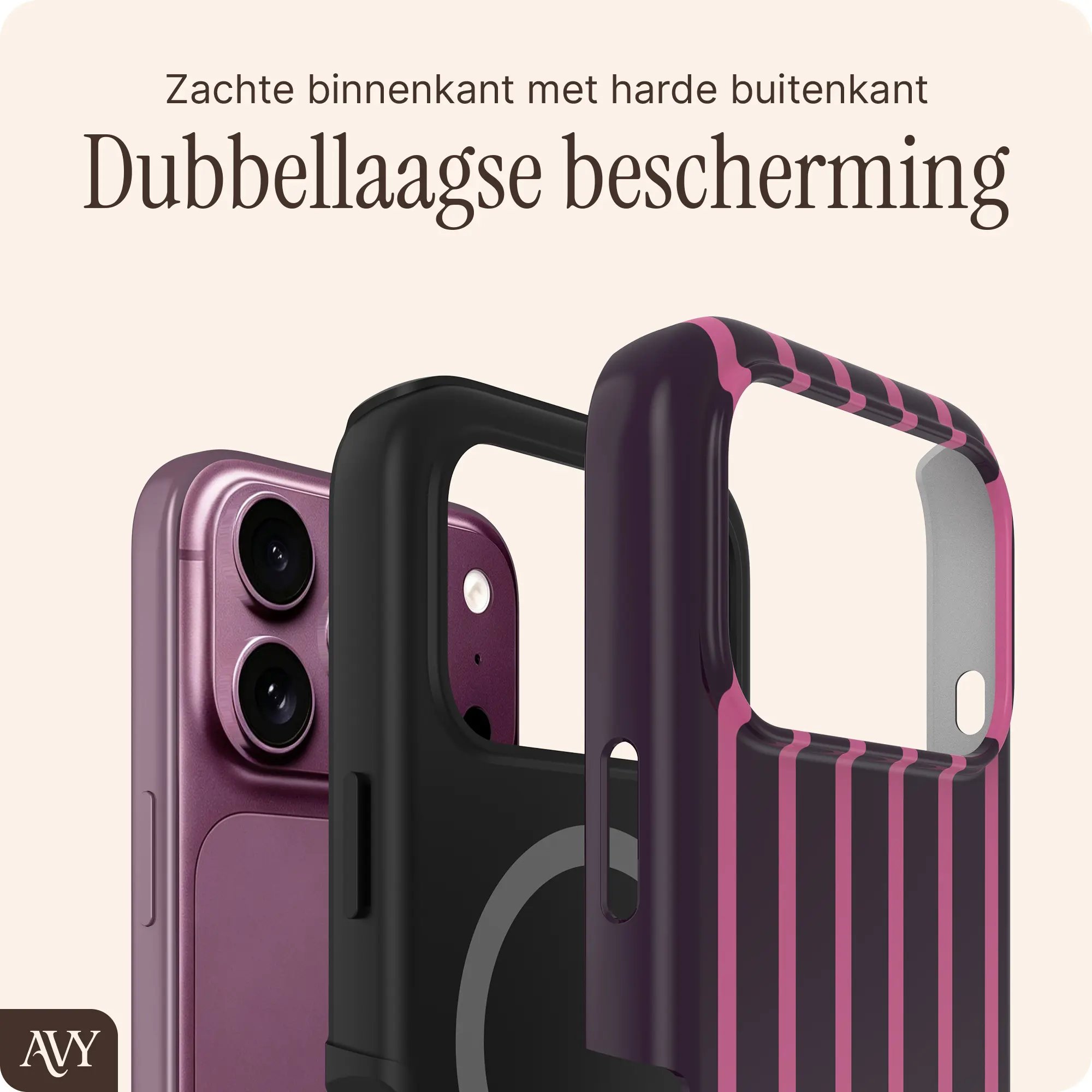 AVY Apple iPhone 18 Pro Hoesje MagSafe Back Cover Cherry Wine afbeelding 2