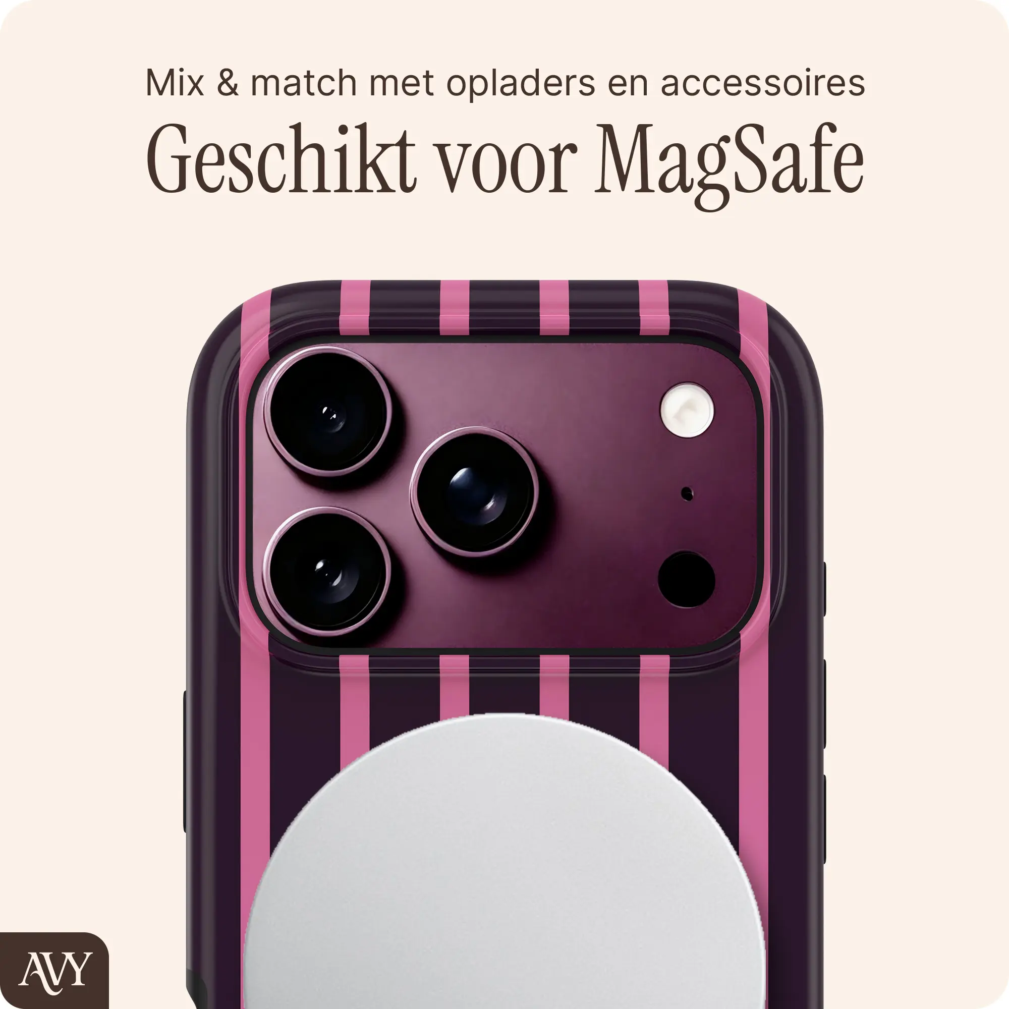AVY Apple iPhone 18 Pro Hoesje MagSafe Back Cover Cherry Wine afbeelding 4