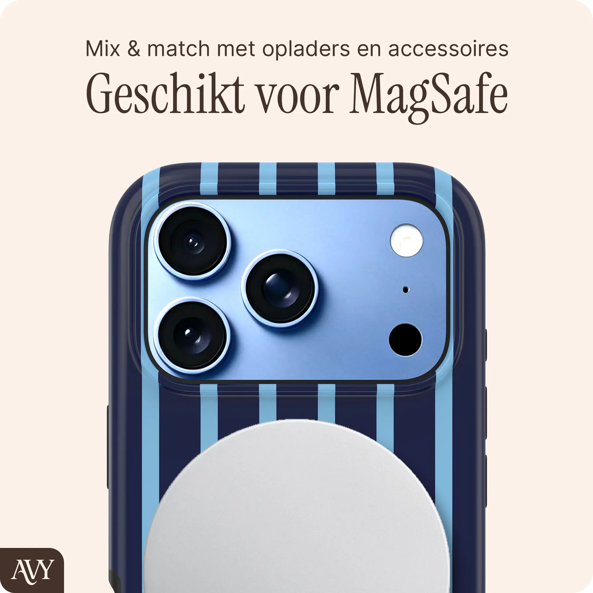 AVY Apple iPhone 18 Pro Hoesje MagSafe Back Cover Blue Society afbeelding 4